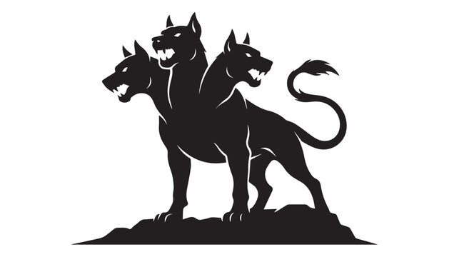 black and white silhouette set of cerberus very high quality vector illustration.