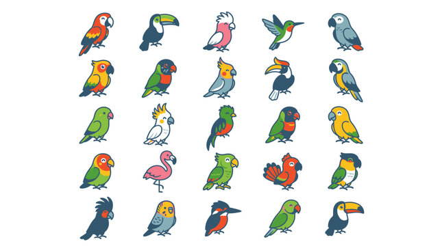 Colorful Parrots and Birds Collection.