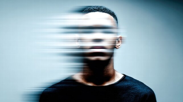 Motion blur portrait of a man with an abstract and modern artistic concept.