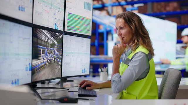 Logistics Manager Monitors Real-time Package Flow