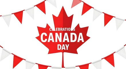Obraz premium Canada day celebration graphic with maple leaf and festive bunting