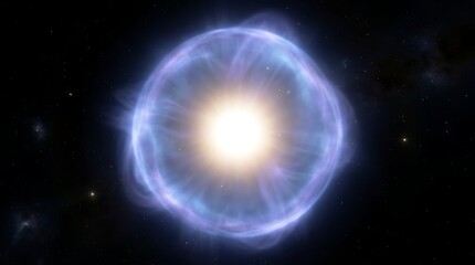 Fototapeta premium Radiant Cosmic Energy Halo Pulsating in Deep Space with Distant Stars
