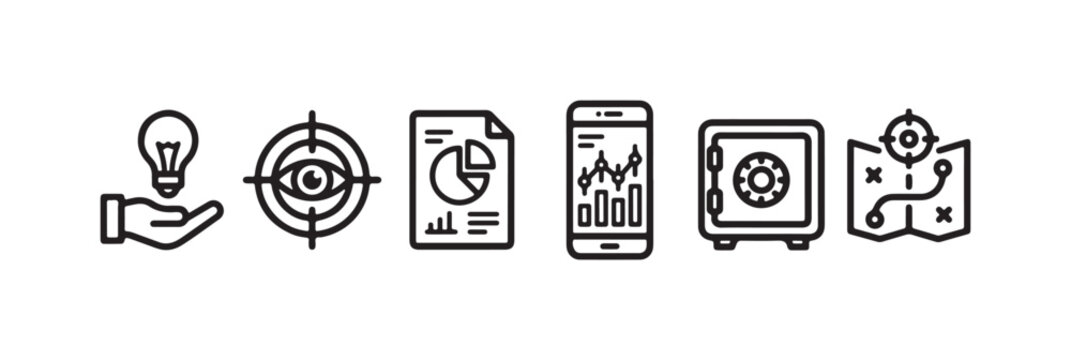Business Innovation, Focus, and Security Management Icons