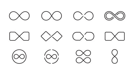 Infinity symbol icons set with various geometric line styles © reged