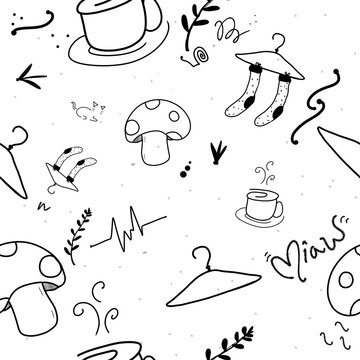 seamless background with hats random things