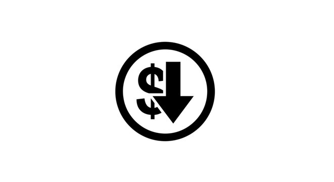 Black and white currency down arrow.