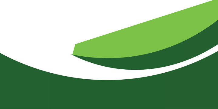 Modern corporate green wavy shapes on white background for business presentation and web header template.