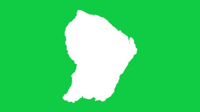 French Guiana map pop animation with green background