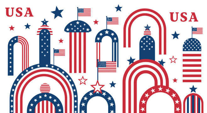 American Patriotic Rainbow Flag Symbols.