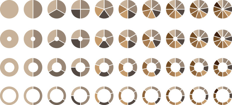 Circle pie chart, Pie charts diagrams. donut and pie chart infographic elements set, Colorful diagram collection with sections or steps 3,4,56,7,8,9,10,11,12,segment 
