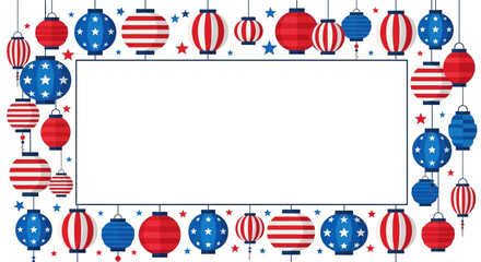 Obraz premium Red white and blue lanterns border.