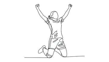 Fototapeta premium One continuous line illustration of an Football Player , isolated on white background.