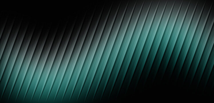 Abstract background design featuring diagonal parallel lines with soft teal gradients and deep black shadows in a modern minimalist style