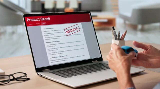 Worried Parent Reads Urgent Toy Recall Notice Online