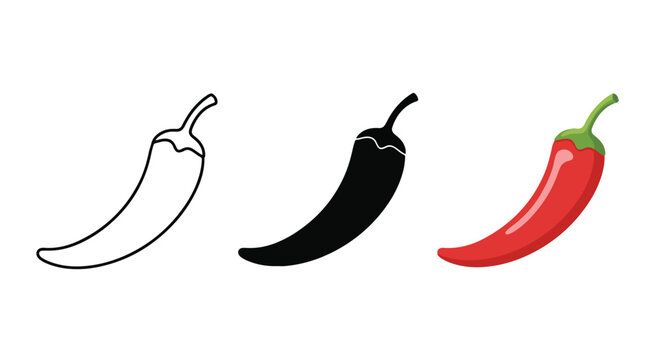 three chili peppers icon set vector - Solid vector icons  - Clipart, sticker - icon set