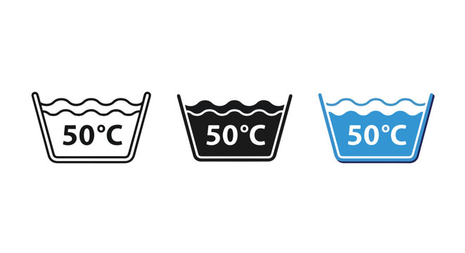 three water temperature icons 50 degrees celsius - Editable line icons. Vector illustration - Glyph and solid icon set - Icon vector
