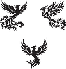 Fototapeta premium Vector illustration of a heraldic phoenix with wings spread in a bold tribal tattoo style design
