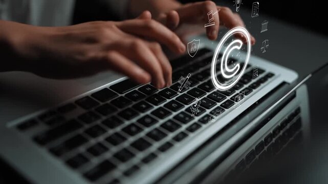 Copyright protection highlights copyright, intellectual property, and legal ownership through law, verification, and secure digital rights Marrow