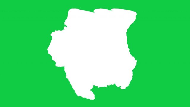 Suriname map pop animation with green background
