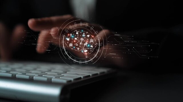 AI artificial intelligence with digital brain and connected data circuit. AI core processes data, AI core drives intelligence, enables connection, and AI core powers smart digital systems. Marrow