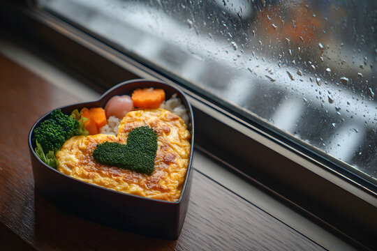 デコ弁 キャラ弁 ハート型おにぎりのかわいい手作り弁当
