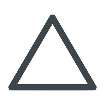 Hollow equilateral triangle with a thick charcoal border, isolated on a white background. Simple geometric shape design