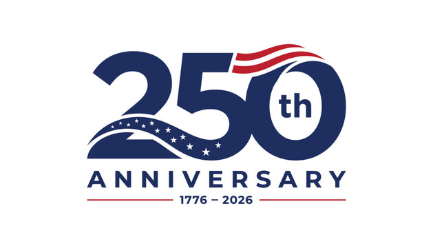 250th anniversary usa commemorative logo 1776 to 2026 with anniversary, national