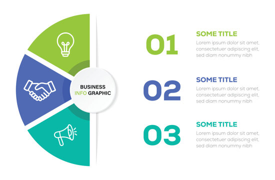 Modern segmented vector layout with half circle process. three options segmented wheel chart and marketing strategy. vector illustration.