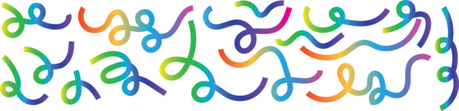 Rainbow Flowline Maze. Abstract Gradient Squiggle Ribbon Network. Colorful Organic Curve Background Vector