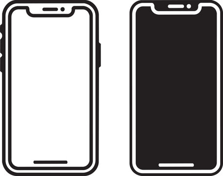 smartphone mockup icons set line and solid style vector illustration