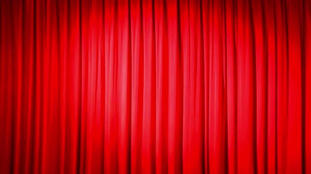 Red theater curtain slide with green screen background in 4K
