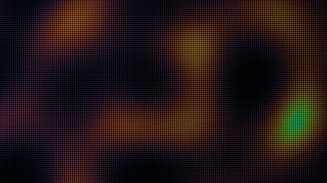 Abstract digital LED screen with shifting colorful halftone dots