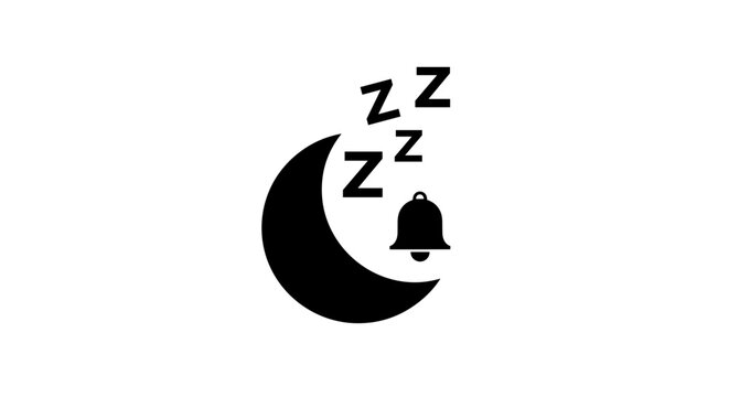 Sleep Moon Bell Icon Symbol.
