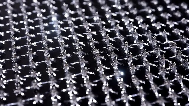 Macro Abstract Ice Crystals Forming Timelapse Fractal Patterns Black Surface