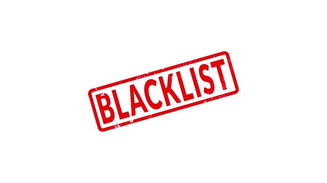 Red blacklist grunge rubber stamp seal overlay motion graphics animation
