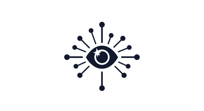 Creative eye and sun rays abstract logo symbol.