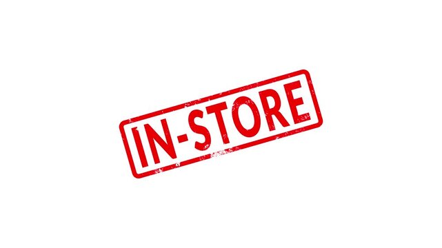 Red in-store grunge rubber stamp seal overlay motion graphics animation