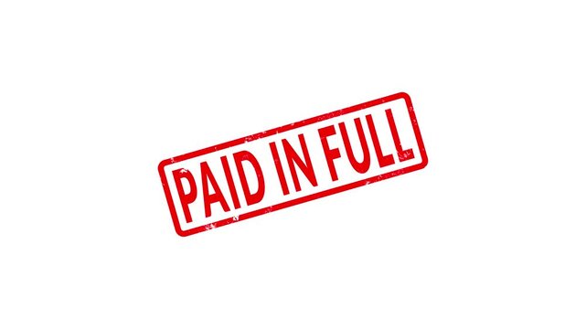 Red paid in full grunge rubber stamp seal overlay motion graphics animation