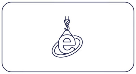 Digital letter e icon with planetary ring and crane. © ikk