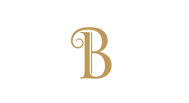 Decorative serif letter B gold monogram logo.