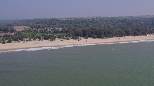 Aerial high angle view of eco beach honnavar showcasing scenic coastline and natural beauty