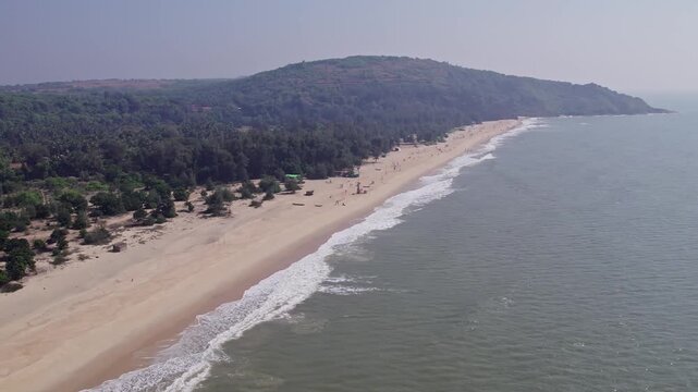 Aerial high angle view of eco beach honnavar showcasing scenic coastline and natural beauty