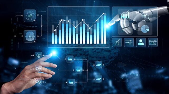 AI-generated interface showing seamless data integration from cloud and database into automated analytics dashboard for business insights and performance monitoring Marrow
