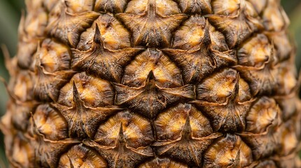 Fototapeta premium Close Up of Pineapple Skin Showing Textured Brown and Yellow Surface