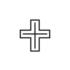 Fototapeta premium Black cross icon outline symbol on white background