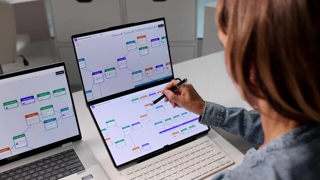 Mature Businesswoman Optimizes Workflow