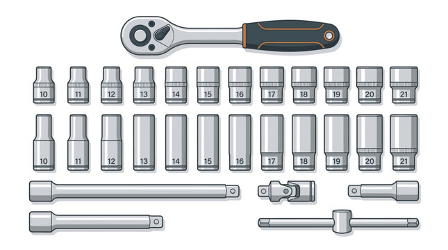 Set of socket wrench tools.