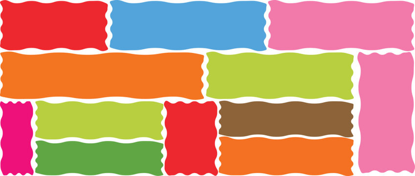 Rectangle shape frame with zigzag edge. Set of zigzag and colorful Shapes. scallop edge shape.Set of jagged rectangle, square shape element. colorful collection. set colorful wavy edge frames vector.