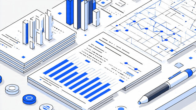 Modern financial analysis charts and data visualizations with graphs and reports