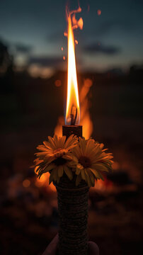 Damera bonfire torch close-up